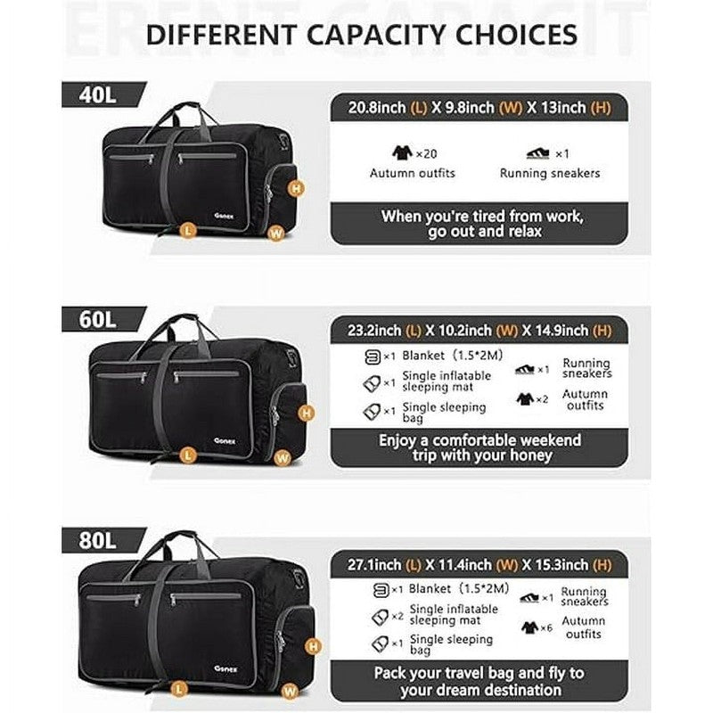 28" Travel Duffle Bag for Men, 80L Foldable Travel Duffel Bag with Shoes Compart2