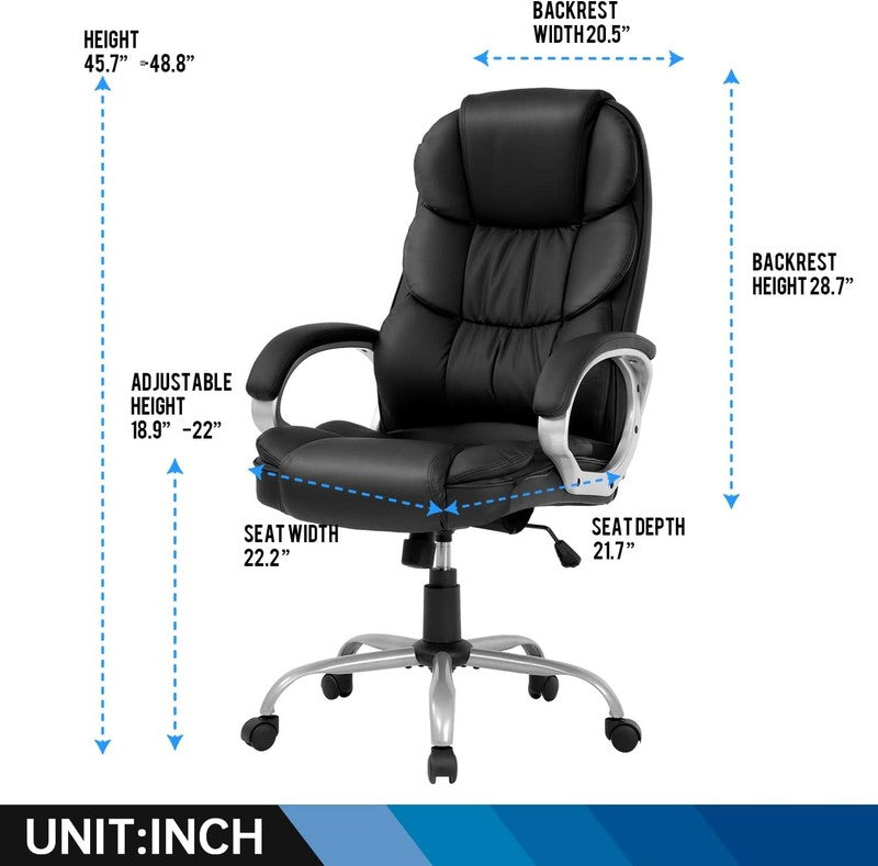 Ergonomic High Back Office Chair with Lumbar Support and Armrests - Black2