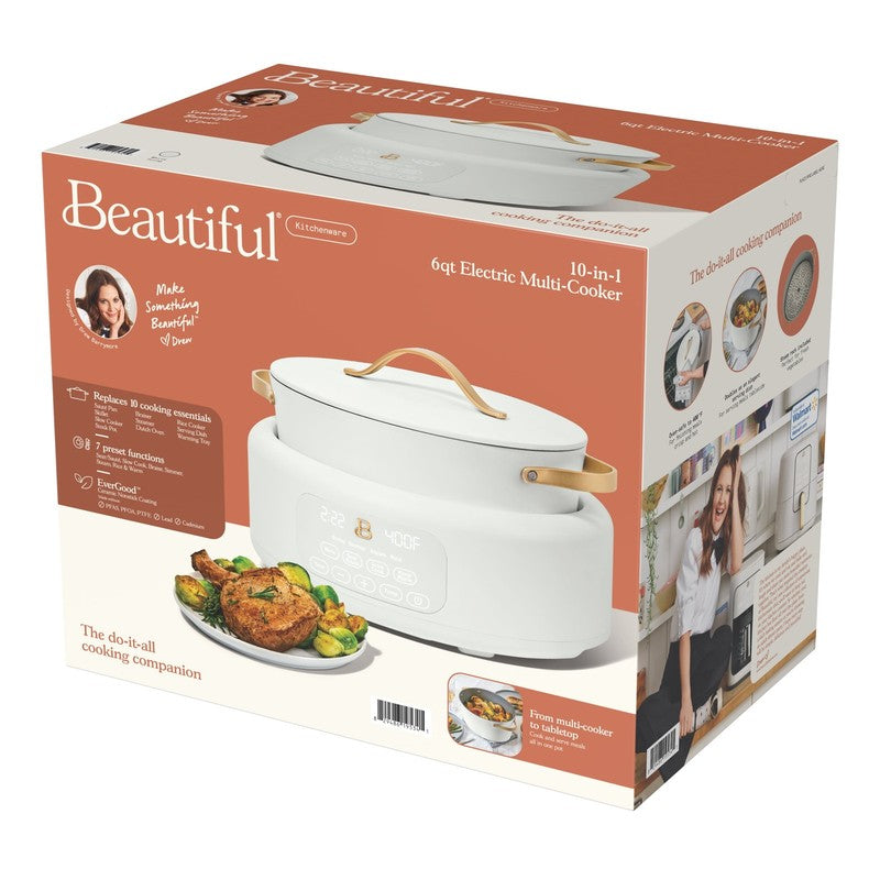 10 in 1, 6 Qt Electric Multi Cooker, White Icing by Drew Barrymore1