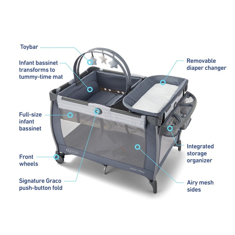 Pack N Play Portable Playard Anywhere Dreamer Baby Playpen Blue6