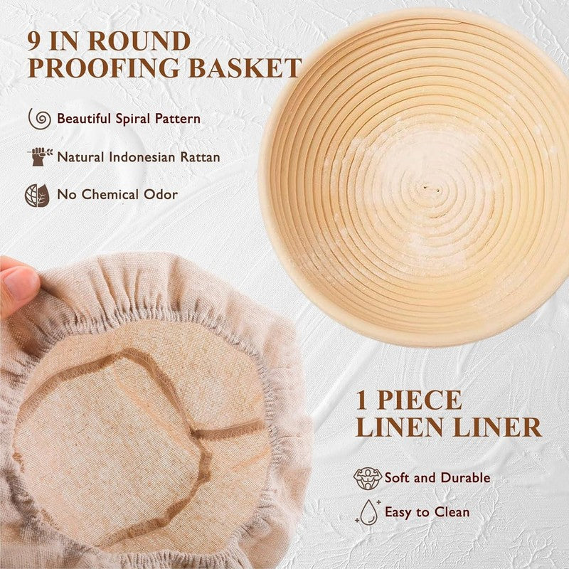 Complete Sourdough Starter Kit w/ 9" Banneton Basket & Glass Starter Jar3