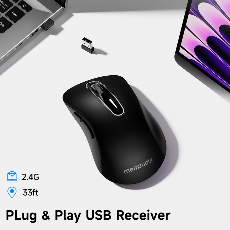 2.4GHz Wireless Mouse 1200 DPI 5 Button USB Receiver for PC Laptop Black5