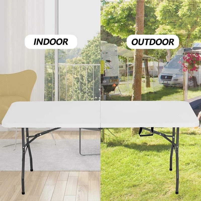 6 FT Folding Half Portable Table White 70x29 Party Backyard Event7