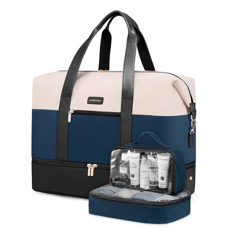 Women Travel Duffel Bag Large Weekender Gym Bag Shoe Compartment Packing Cubes6