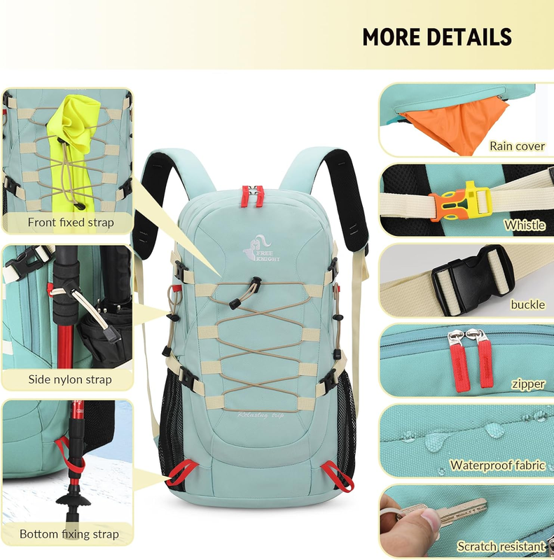 40L Hiking Backpack Waterproof Rain Cover Camping Travel Bag Green3