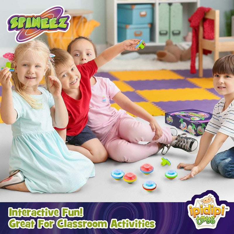 Spineez Light up Spinning Tops – 12-Pack LED Spinner Toys for Kids – Ideal Stock3