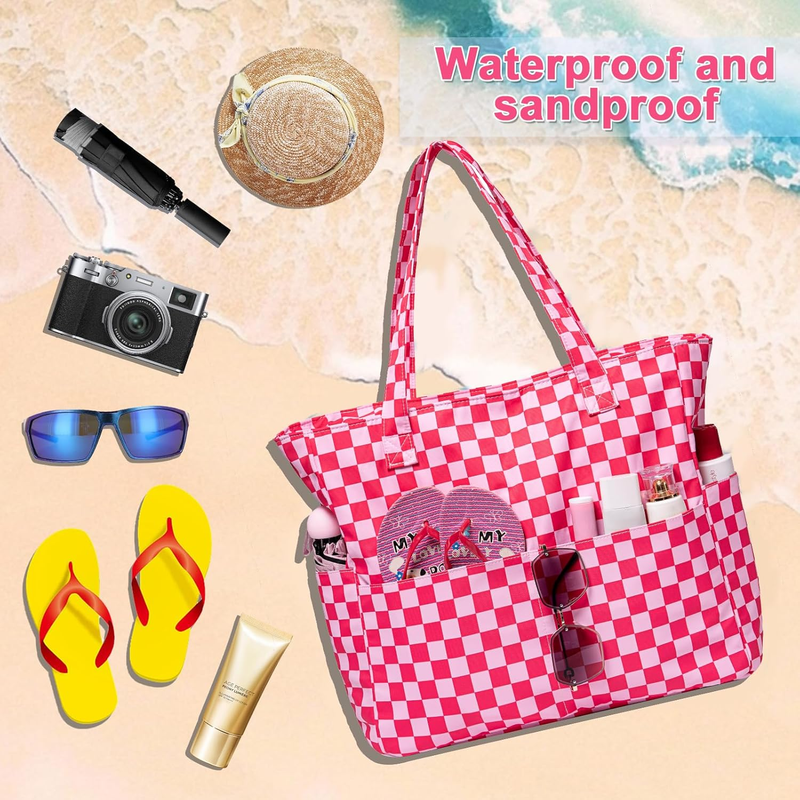 Large Waterproof Beach Bag Women Tote Sandproof Pool Gym Grocery Bag6