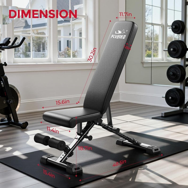 Adjustable Weight Bench, Astm Certified 800LBS Workout Bench Foldable for Home G8