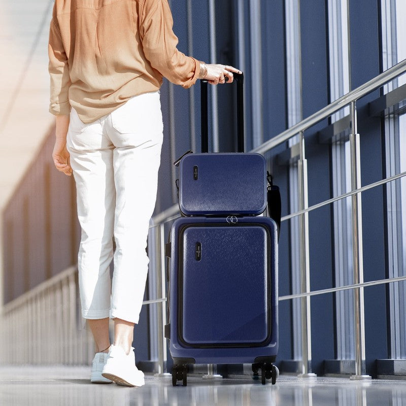 Hard Shell Carry on Suitcase, Expandable Hardside Luggage with Front Pocket, Nav10