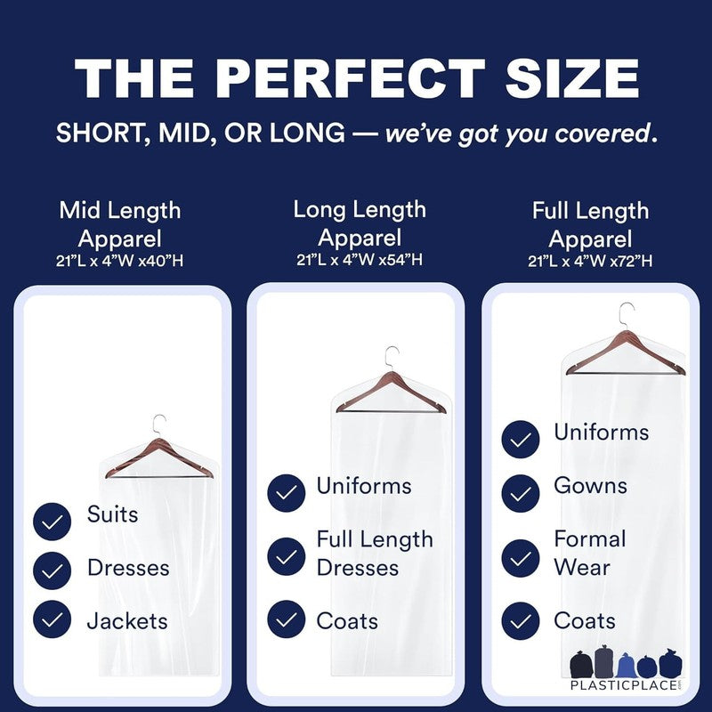Clear Plastic Hanging Garment Bags, 1.0 Mil Sloped Shoulder Plastic Suit Bags Pr3