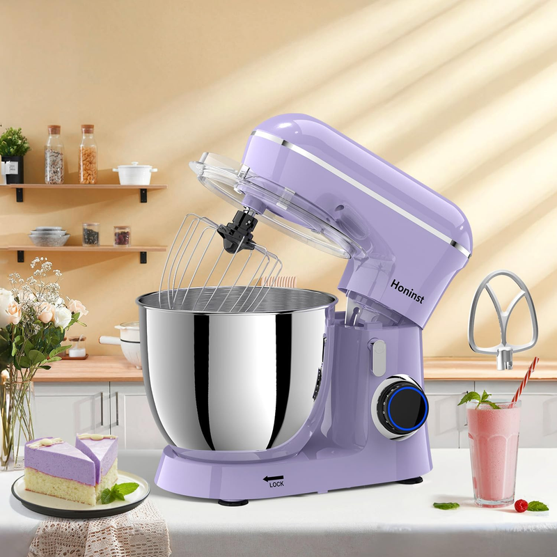 6.5QT Stand Mixer 10 Speed Tilt Head Kitchen Mixer Purple Baking Tool5