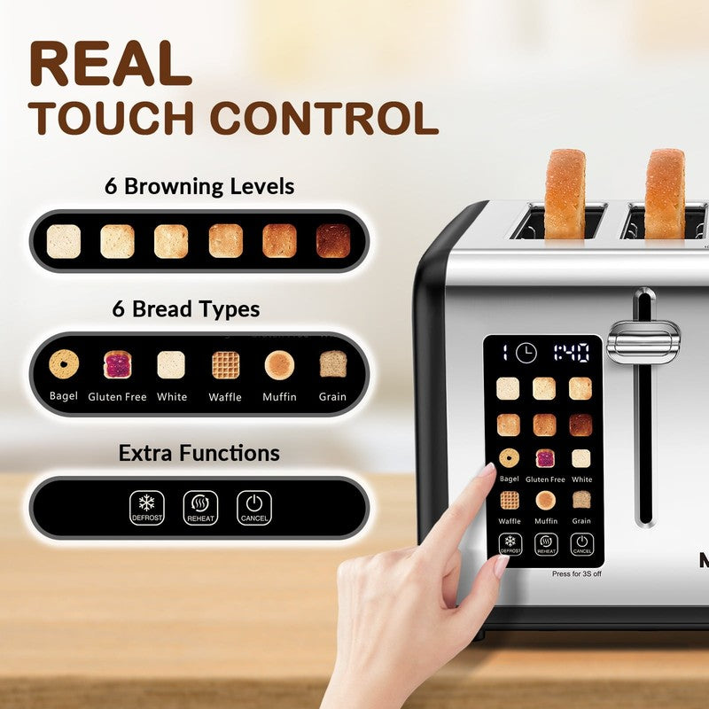 4-Slice Touchscreen Toaster Stainless Steel 6 Browning Wide Slots Black1
