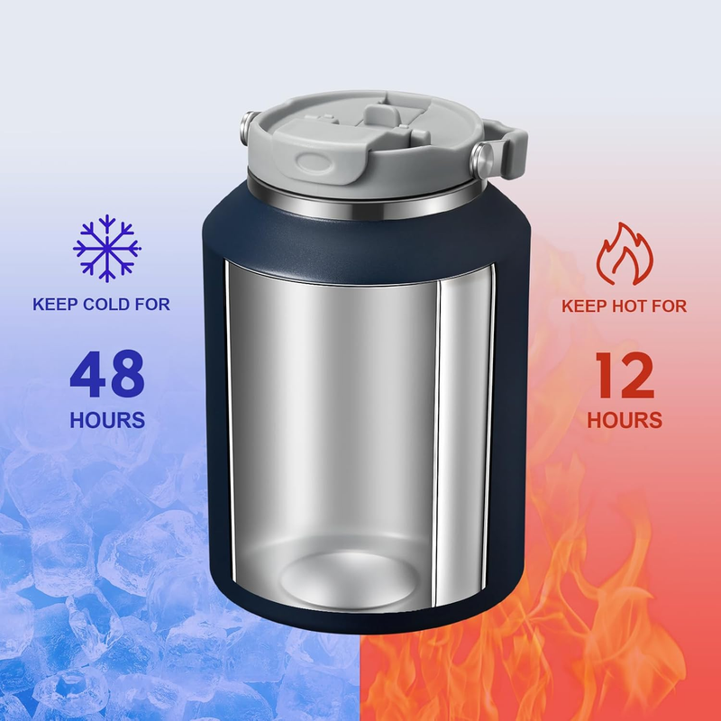 40oz Stainless Steel Tumbler with Handle Straw Lid Insulated Travel Mug 48H Temp2