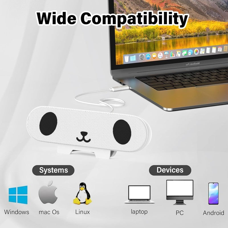 Computer Speaker for Desktop PC Monitor Loud Sound USB Volume Control White4