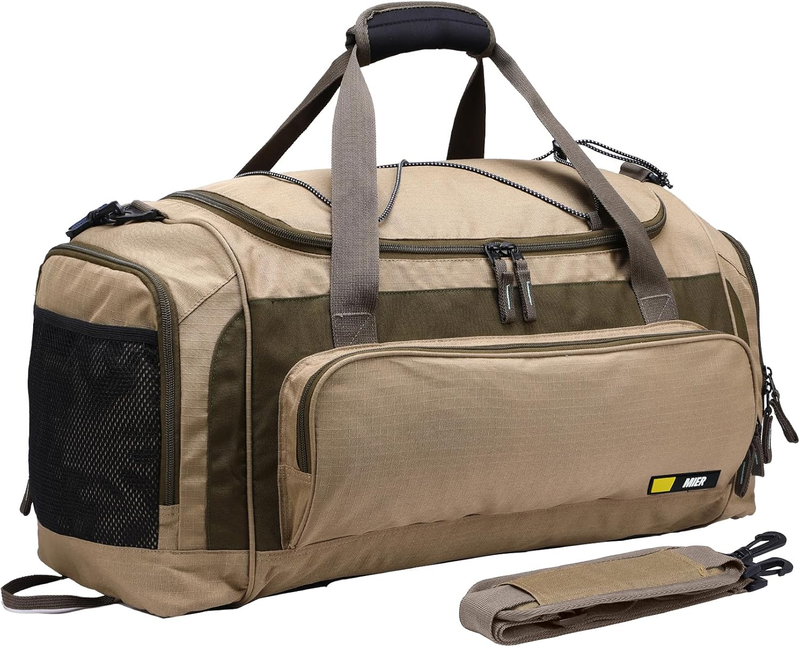 60L Large Gym Duffle Bag w/ Shoe Compartment Lightweight Sports Travel Khaki9