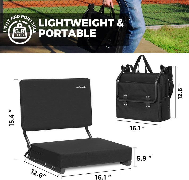 Stadium Seat Chair w/ Back Support Padded Foldable 330lbs Portable Black1