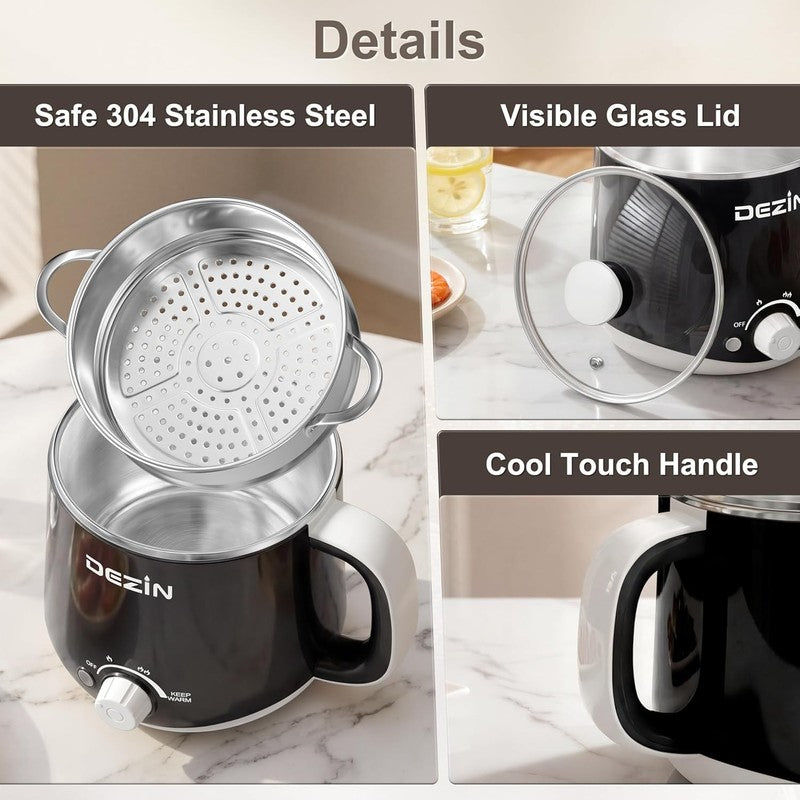 1.6L Electric Hot Pot with Steamer Stainless Steel Temp Control Keep Warm7
