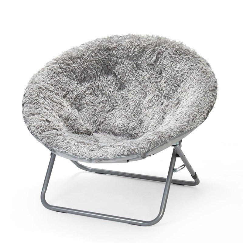 Mongolian Faux Fur Oversized Moon Chair, Aqua1