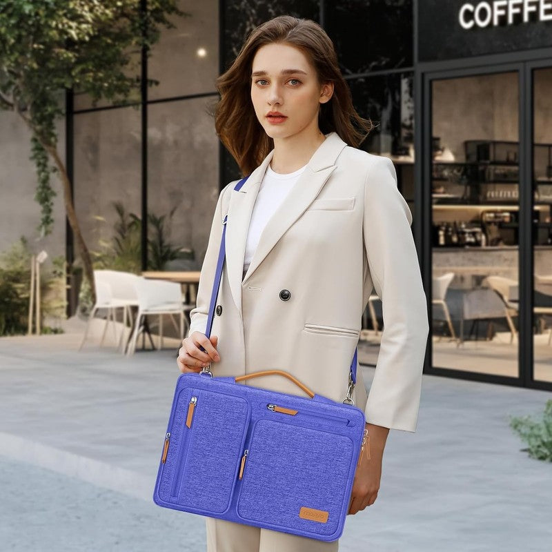 15.6 Inch Laptop Shoulder Bag 360 Protective Messenger 4 Zipper Pockets7