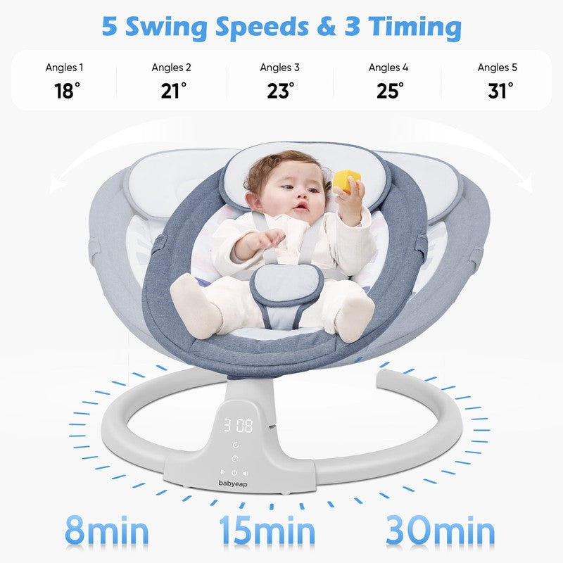 Baby Swing for Infants Motorized Swing w/ Music Speaker Remote Control Blue2