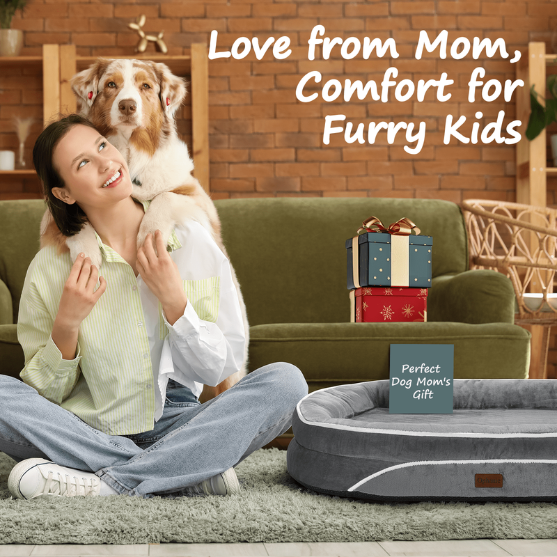 Luxury Orthopedic Dog Bed for Large & Medium Dogs - 35" Gray Plush Comfort8
