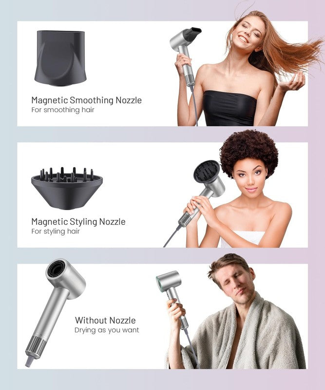 Fast Drying Hair Dryer 150000RPM High-Speed Low Noise w/ Diffuser Gray2