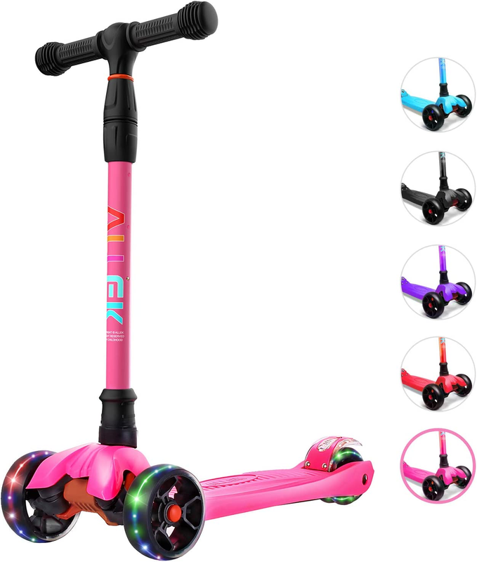 Kick Scooter B02 Lean 'N Glide Wide PU Light Up Wheels 4 Heights Rose Pink0