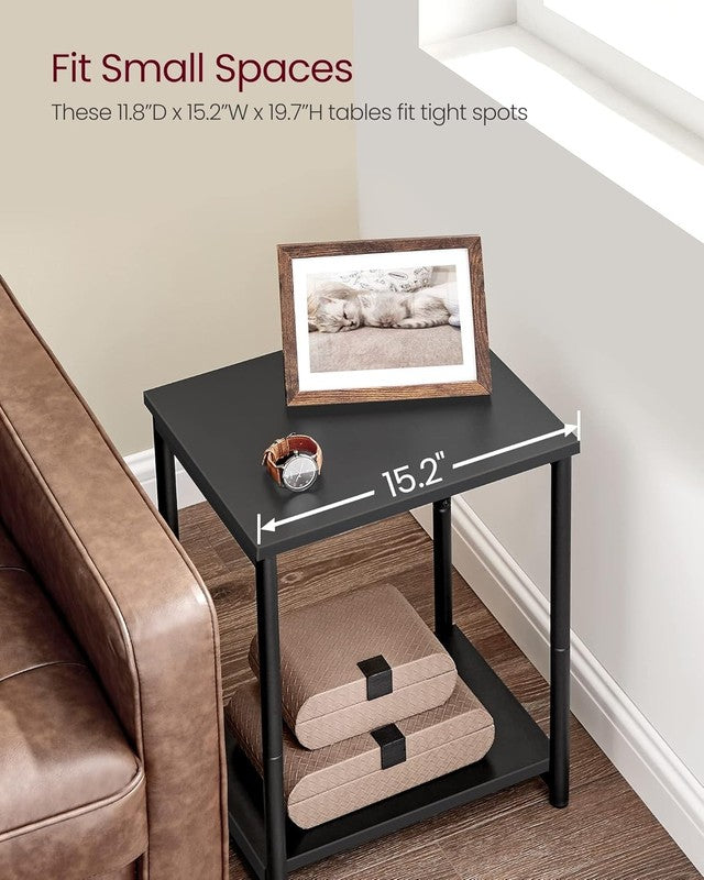 Set of 2 Side Tables Small End Tables Nightstand for Living Room Bedroom Black7