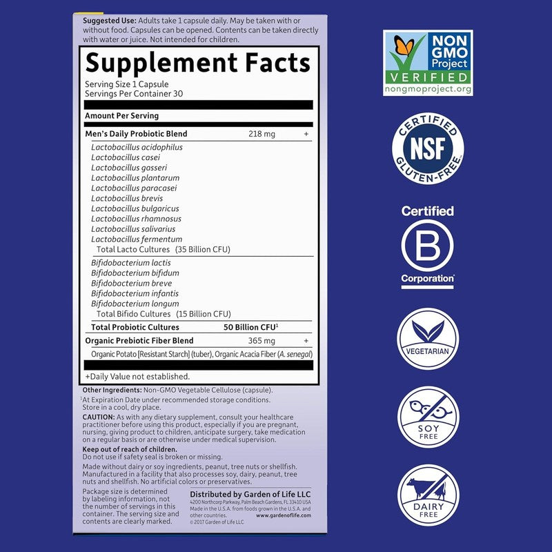 Men's Probiotics 50 Billion CFU + Prebiotic Fiber for Digestive & Immune Health5