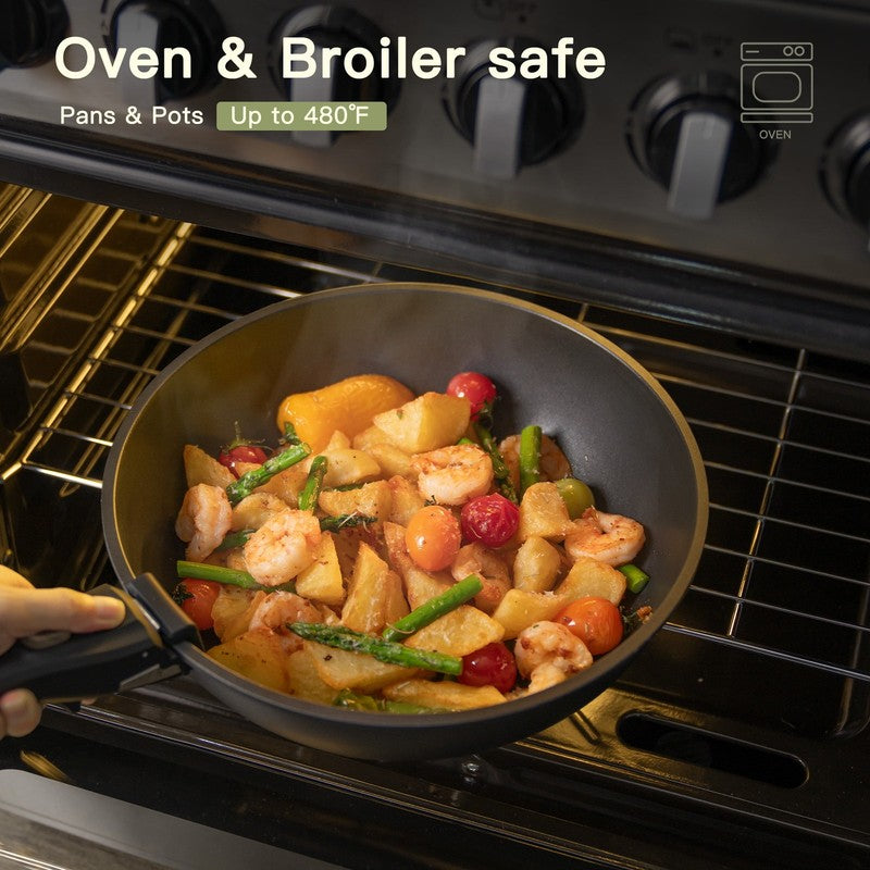 20 Piece Pots and Pans Set, Nonstick Cookware Set with Detachable Handles, Oven 6