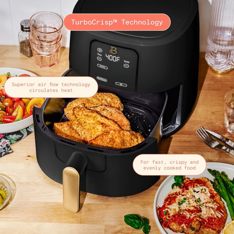 6 Qt Air Fryer w/ Turbocrisp Technology Evergood Ceramic Nonstick Black Sesame2