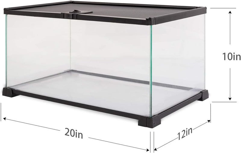 10 Gal Glass Reptile Terrarium 20x12x10 w/ Sliding Screen Top Small Pets1