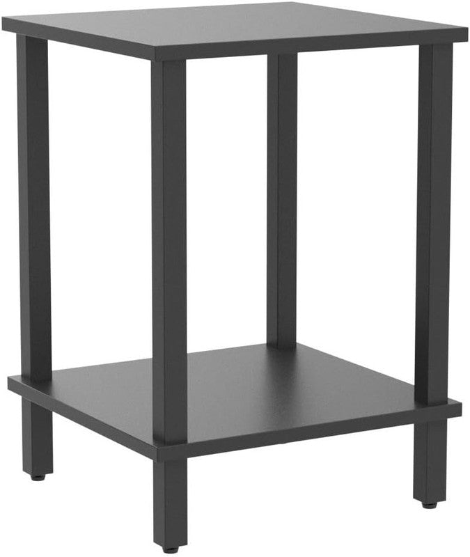 Set of 2 End Tables Nightstand 2 Tier Storage Shelf Side Table4