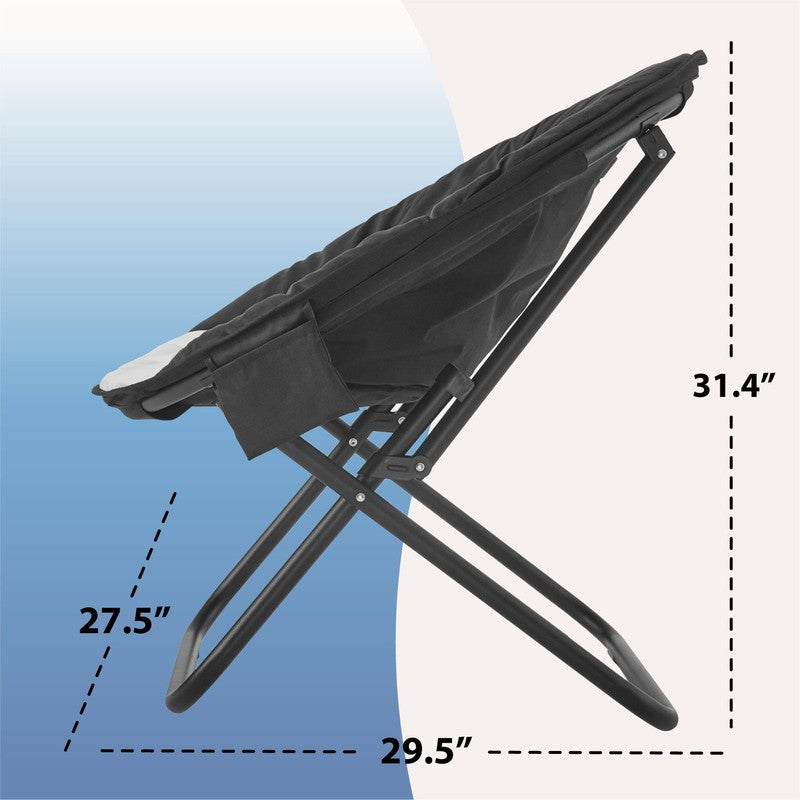 Colorblock Saucer Chair, Black/White, Perfect for Adults and Teens2