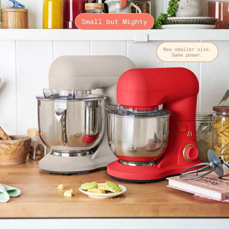 3.5 Qt Stand Mixer Tomato Red w/ Flat Beater Dough Hook & Whisk1
