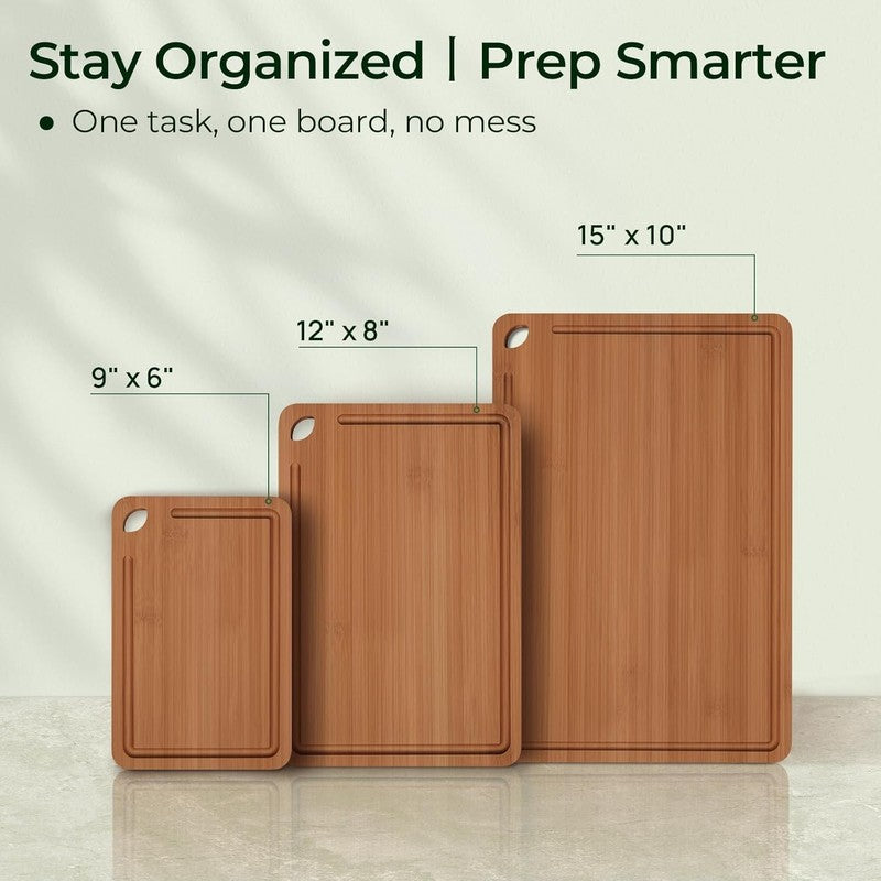 Bamboo Cutting Board with Juice Grooves & Handles, Durable Kitchen Board6