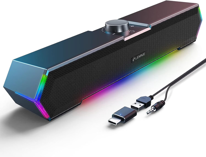 USB C Computer Speakers for Desktop PC Laptop Touch Lights Clear Sound USB0