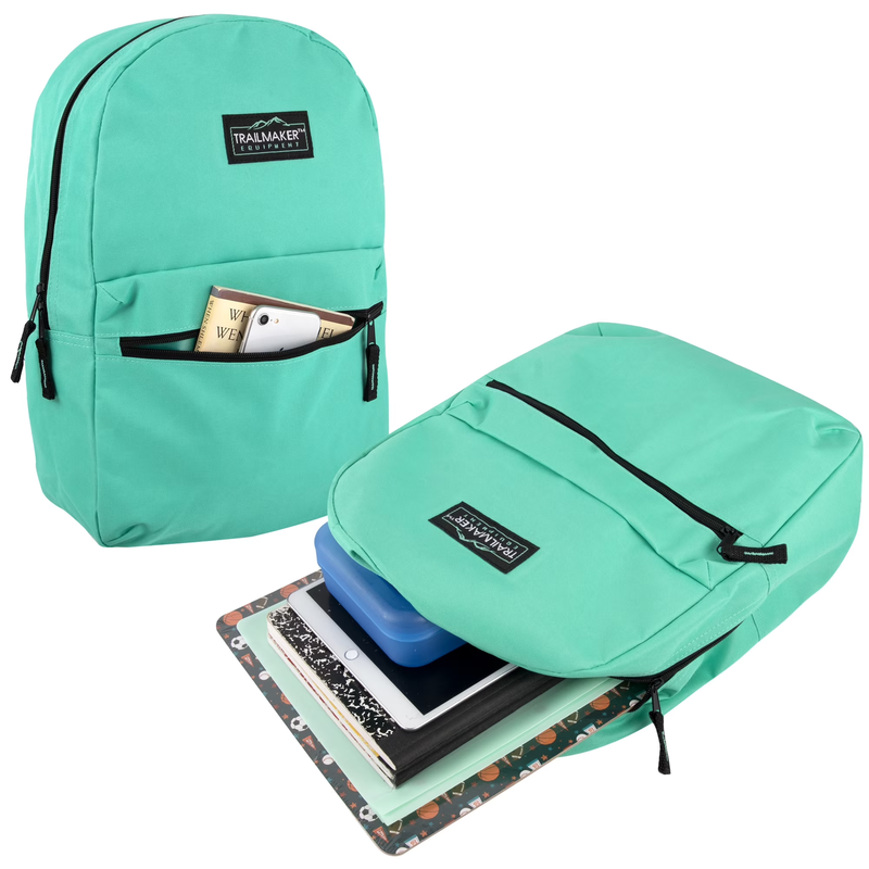 17" Solid Color Backpack Mint Green Work Office Travel Bag1