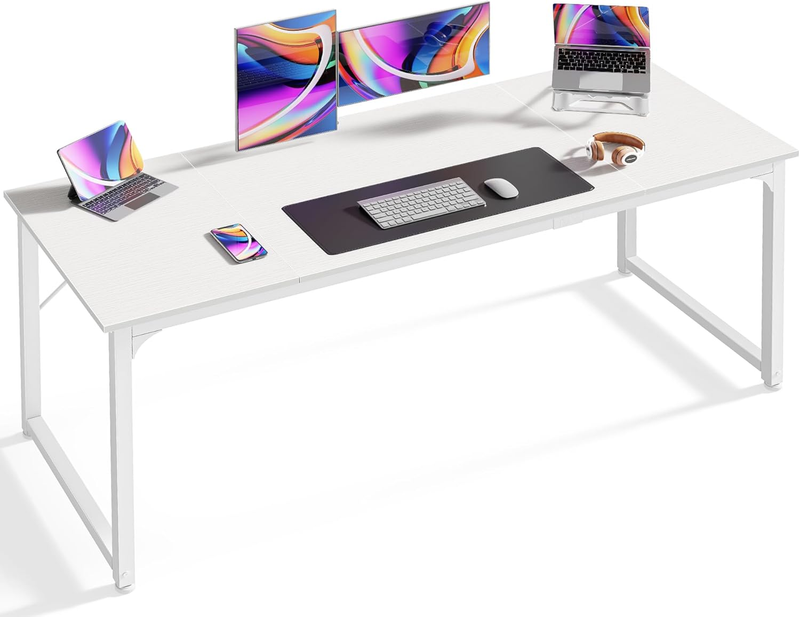 63'' Computer Gaming Desk w/ Storage Office Writing Desk Metal Frame White9