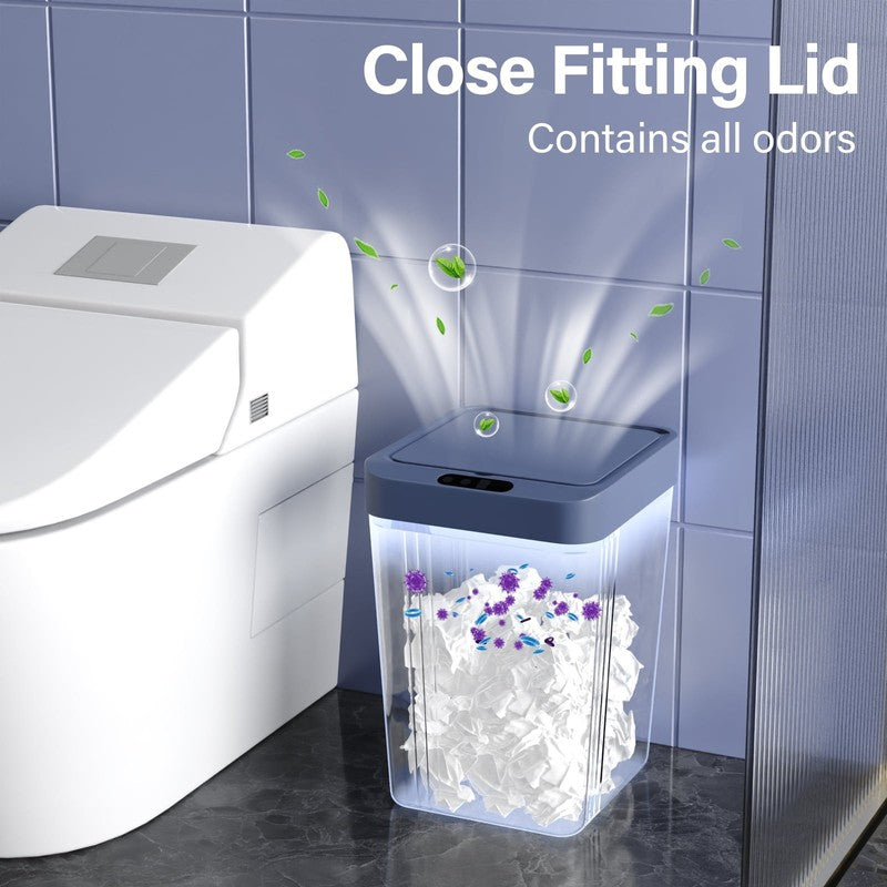 Touchless Smart Sensor Trash Can 2-Pack, 3.4 Gallon, Blue & White4