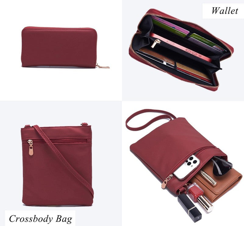 Women Large PU Leather Shoulder Tote Hobo Crossbody Bag Wallet Set 4PCS5