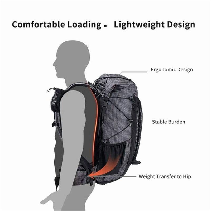 60L+5L Hiking Backpack – Waterproof, Lightweight Mountain Bag with Rain Cover & 4