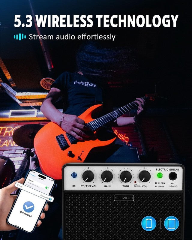 Mini Guitar Amp 5W Portable Rechargeable Practice Amplifier Black2