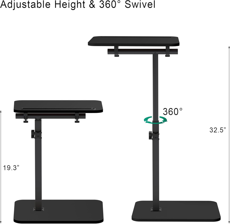 C Table Sofa Side Tray Black Swivel Adjustable Height Laptop Desk Tablet Holder5