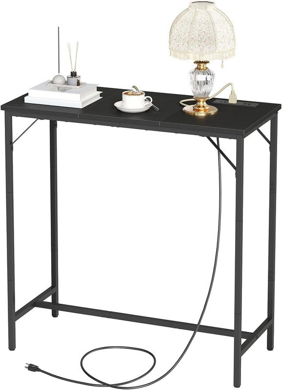 Bar Table with Charging Station High Top Counter Pub Table Black8