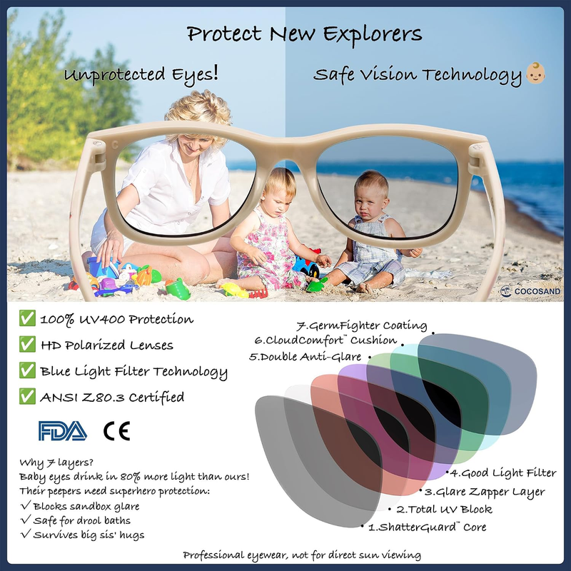 Polarized Baby Sunglasses UV400 Flexible Strap Infant Toddler 0 24M2