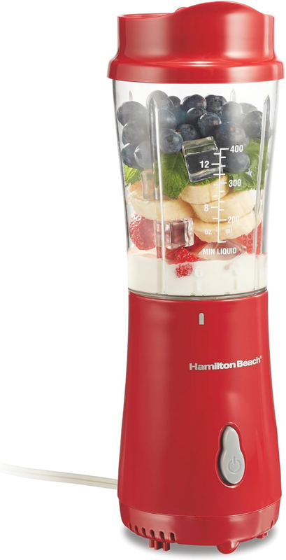 Portable Blender 14Oz BPA Free Cup & Lid, Stainless Steel Blades, Red 51101RV9