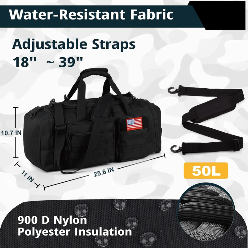 50L Gym Duffel Bag 3 in 1 Travel Backpack Shoe Compartment Water Resistant1