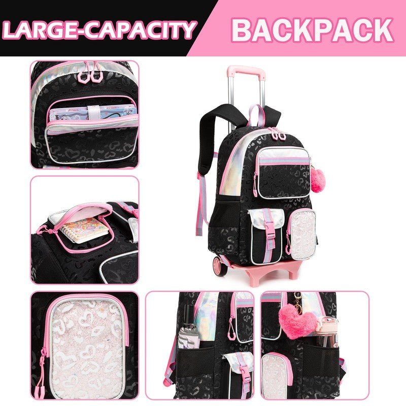 Rolling Backpack for Girls with Wheels,Wheeled School Bags for Elementary Studen3