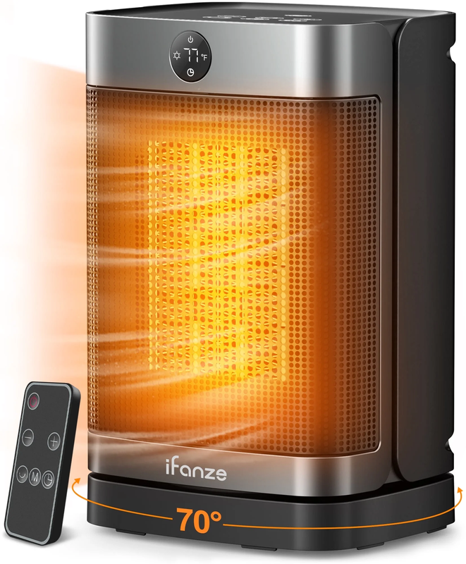 1500W Portable Space Heater w/ Remote, Oscillating, Timer, for Home/Office0